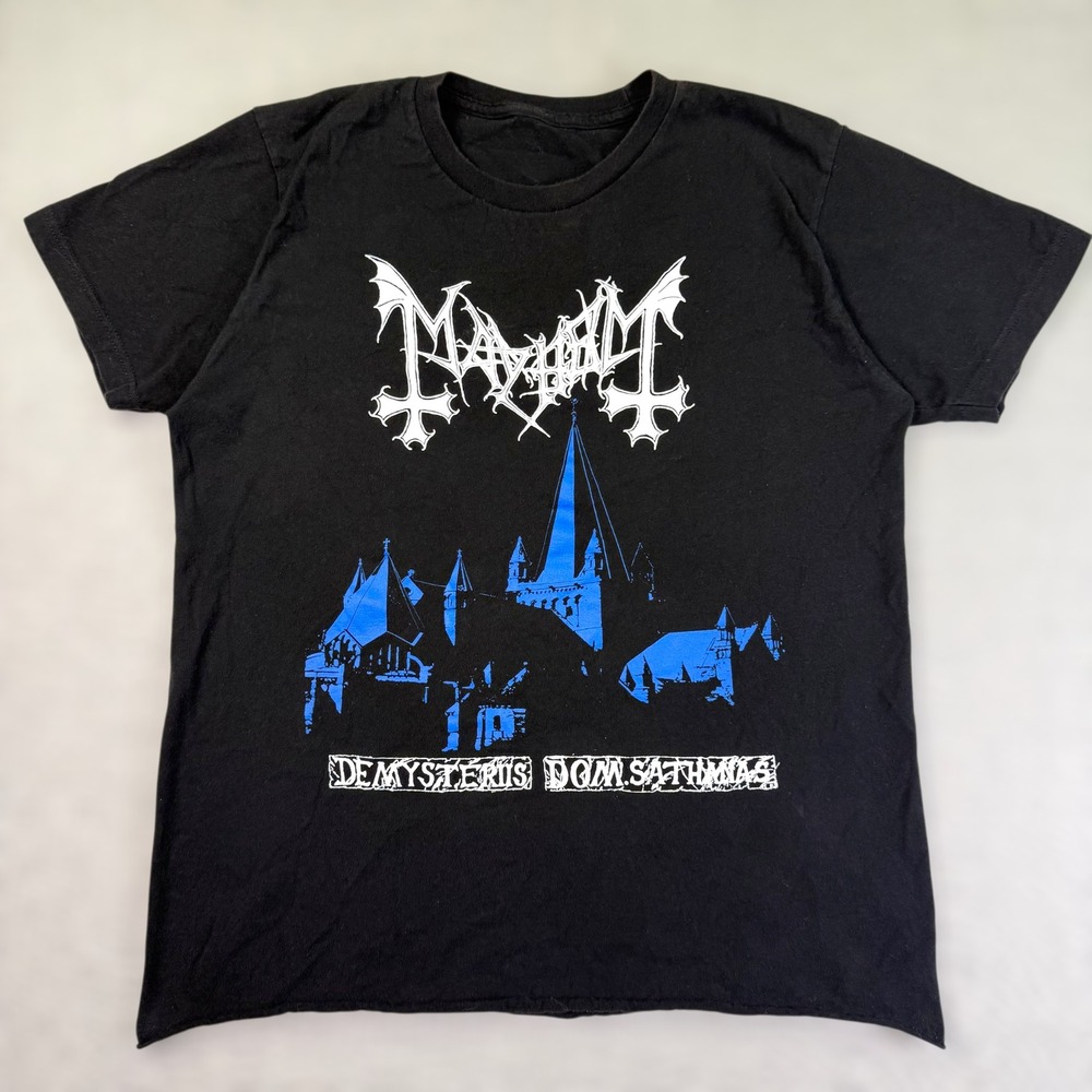 Mayhem Norweigan Black‎ Metal T-Shirt Mysteriis Dom Sathanas M Black Graphic EUC